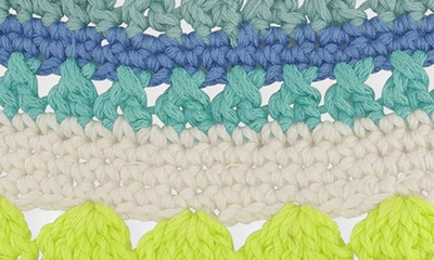 Shop Ganni Stripe Organic Cotton Crochet Bucket Hat In Blue Curacao
