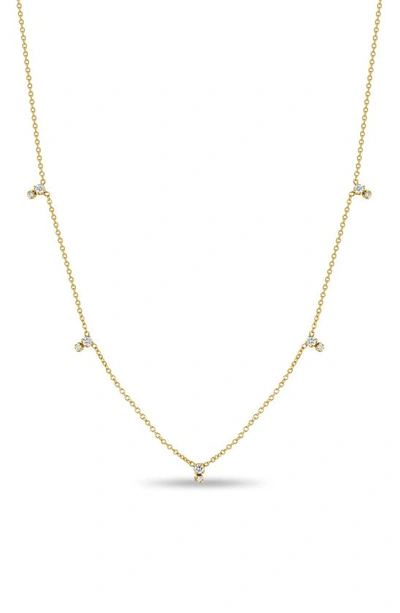 Shop Zoë Chicco Stacked Diamond Station Necklace In 14k Yellow Gold