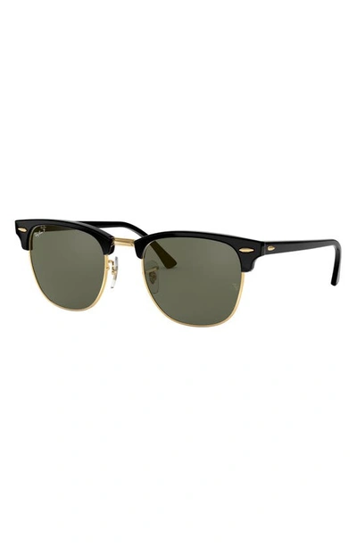 Ray Ban Clubmaster 55mm Polarized Square Sunglasses In Black