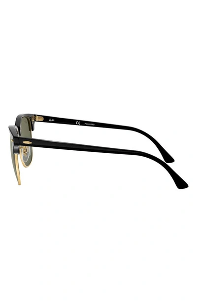 Ray Ban Clubmaster 55mm Polarized Square Sunglasses In Black