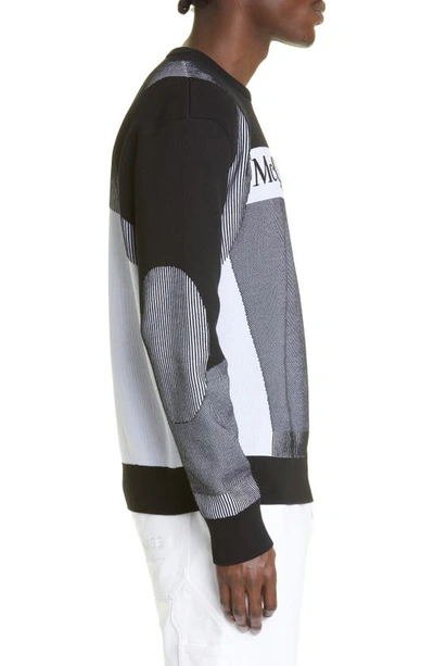 Shop Alexander Mcqueen Logo Cotton Blend Sweater In Black/ White