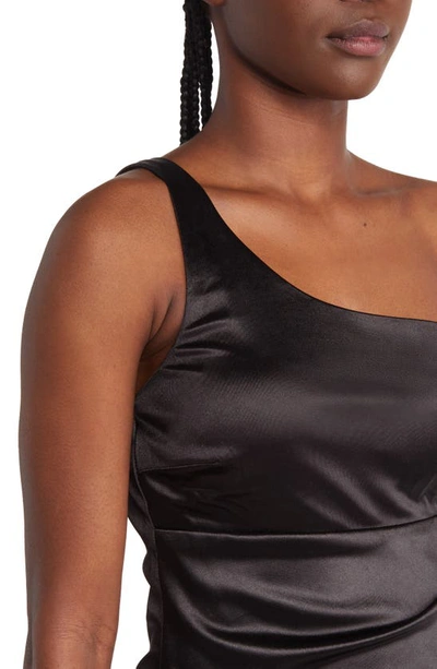 Shop Lnl One-shoulder Gown In Black