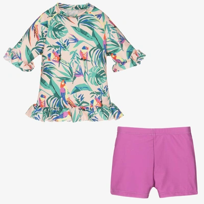 Shop Soli Swim Girls Pink Tropical Swim Set (upf50+)