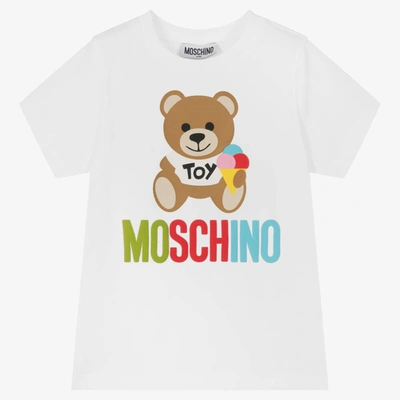 Shop Moschino Kid-teen White Cotton Teddy Bear T-shirt
