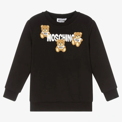 Shop Moschino Kid-teen Black Teddy Bear Logo Sweatshirt