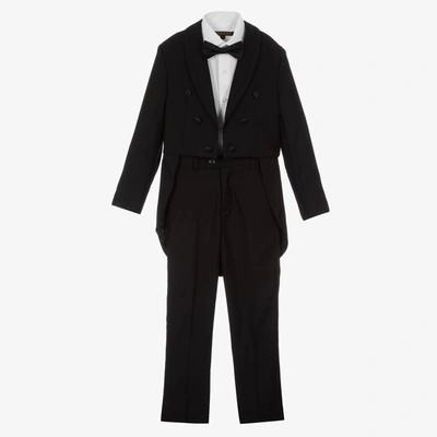 Shop Romano Boys Black Tailcoat Tuxedo Suit