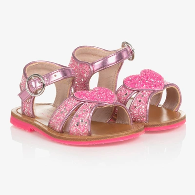 Shop Sophia Webster Mini Girls Pink Leather Amora Glitter Sandals
