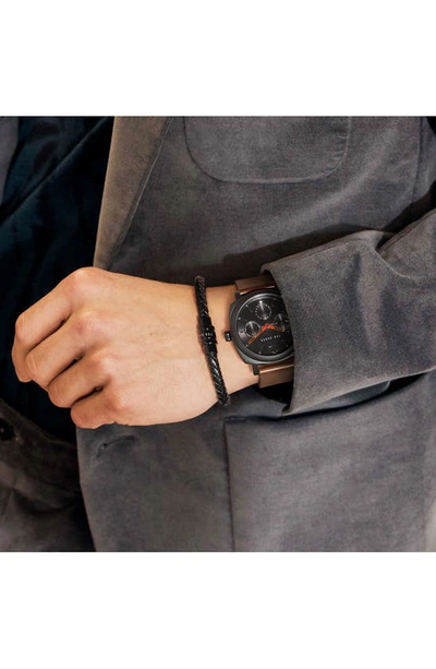 Shop Ted Baker Caine Leather Strap Watch & Bracelet Set, 42mm In Black/ Black/ Brown