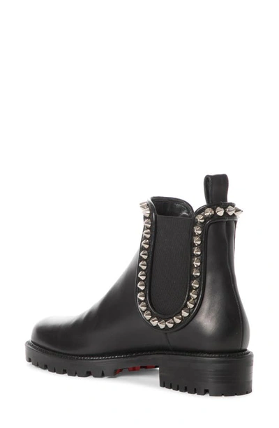 Shop Christian Louboutin Capahutta Studded Chelsea Boot In Black/ Silver