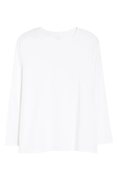 Shop Eileen Fisher Round Neck Organic Cotton Long Sleeve Top In White