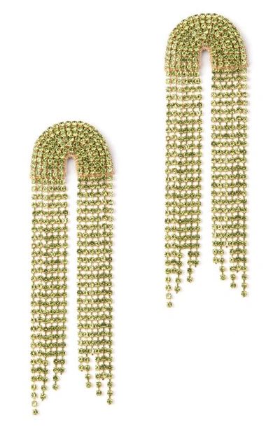 Shop Deepa Gurnani Warren Crystal Drop Earrings In Lime