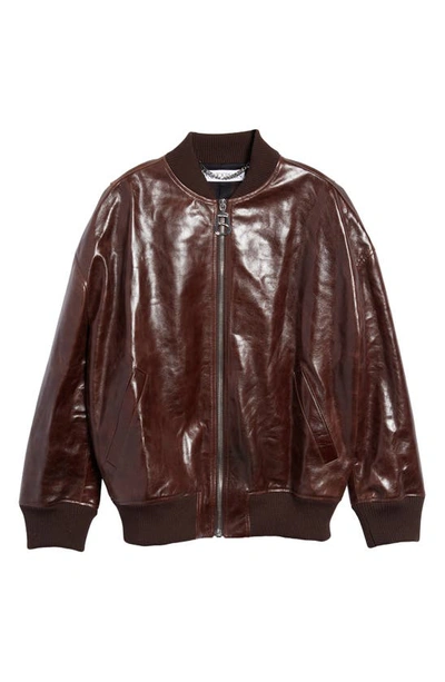 Shop Jw Anderson Puller Leather Bomber Jacket In Brown