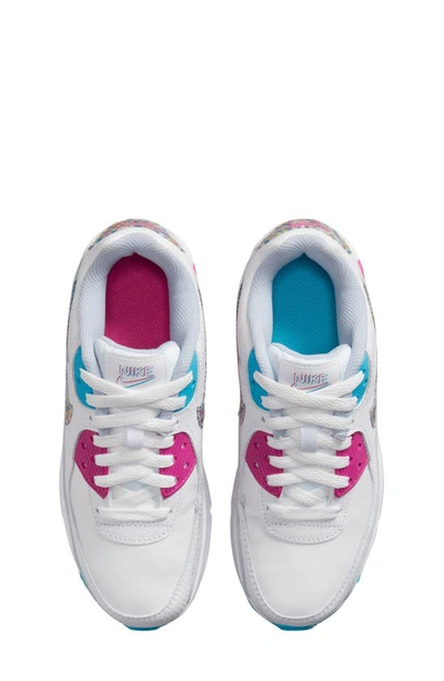 Shop Nike Kids' Air Max 90 Se Sneaker In White/ Multi-color/ Fuchsia