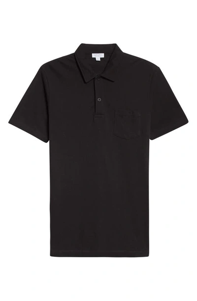 Shop Sunspel Riviera Cotton Polo In Black
