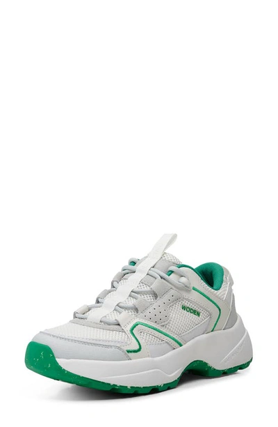 Shop Woden Sif Reflective Sneaker In White/ Basil