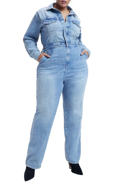 Good American Good Waist Distressed Faded High-rise Skinny Jeans In Indigo301