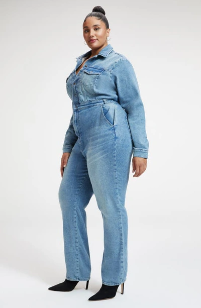Good American Good Waist Distressed Faded High-rise Skinny Jeans In Indigo301