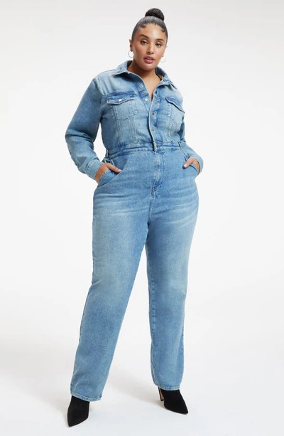 Good American Good Waist Distressed Faded High-rise Skinny Jeans In Indigo301
