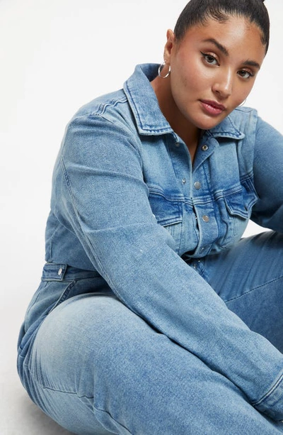 Good American Good Waist Distressed Faded High-rise Skinny Jeans In Indigo301