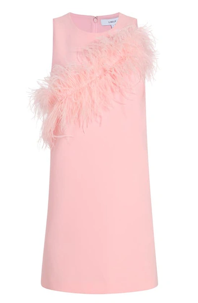 Shop Likely Melody Feather Embellished Shift In Rose Shadow