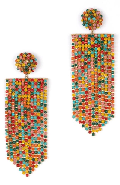 Shop Deepa Gurnani Fanning Crystal Drop Earrings In Red Multi