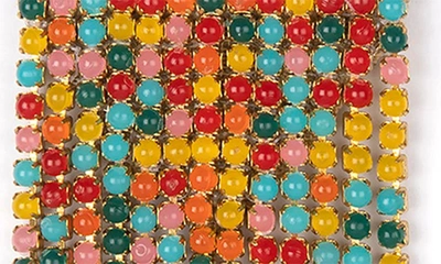 Deepa Gurnani Fanning Crystal Drop Earrings In Red Multi
