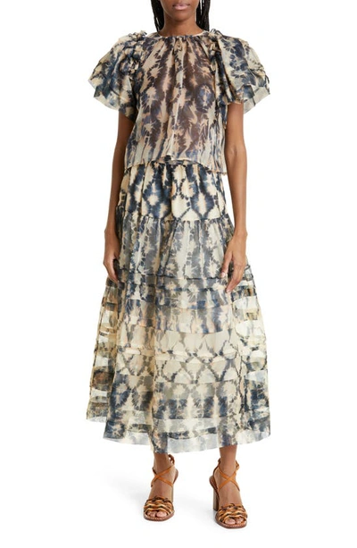 Shop Ulla Johnson Dimitra Printed Silk Maxi Skirt In Fossil