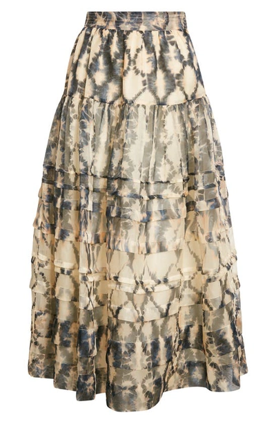 Shop Ulla Johnson Dimitra Printed Silk Maxi Skirt In Fossil