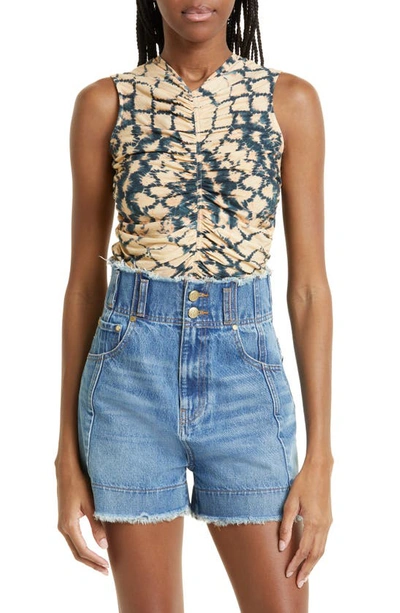Shop Ulla Johnson Allie Print Ruched Tank In Fossil