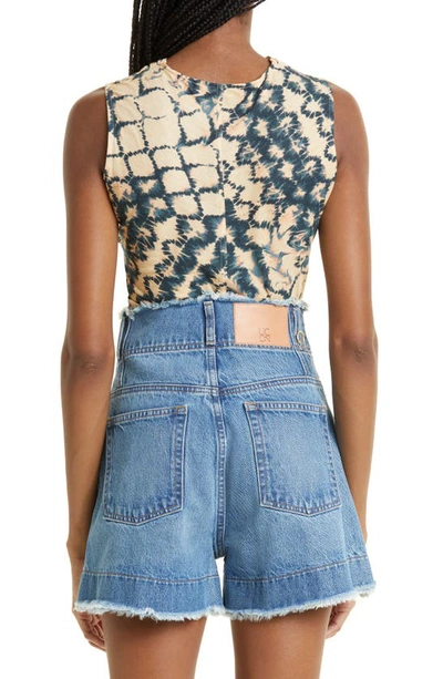 Shop Ulla Johnson Allie Print Ruched Tank In Fossil