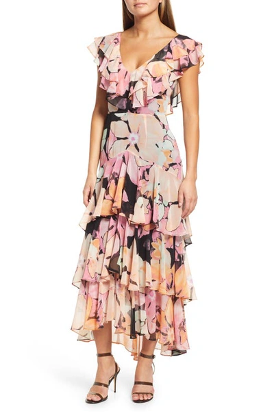 Shop Wayf Chelsea Tiered Ruffle Maxi Dress In Black Orchid