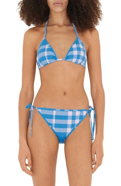 Shop Burberry Cobb Check Two-piece Swimsuit In Vivid Blue Ip Check