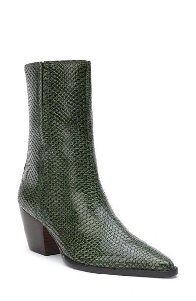 Shop Matisse Annabelle Pointed Toe Western Boot In Dark Green Snake