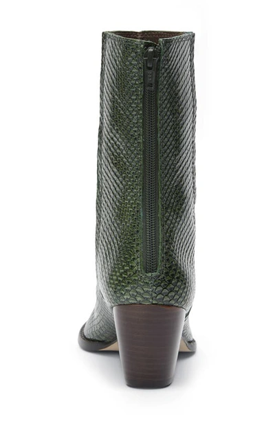 Shop Matisse Annabelle Pointed Toe Western Boot In Dark Green Snake