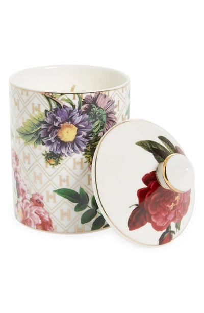 Shop Harlem Candle Co. Lady Day Floral Ceramic Candle In White Multicolor