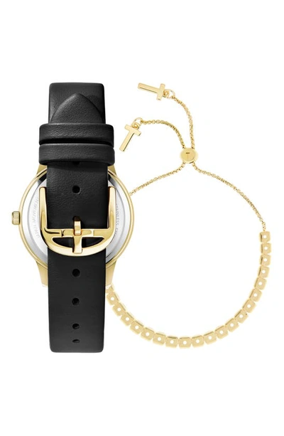 Shop Ted Baker Fitzrovia Leather Strap Watch & Bracelet Set, 34mm In Yellow Gold/ Black/ Black