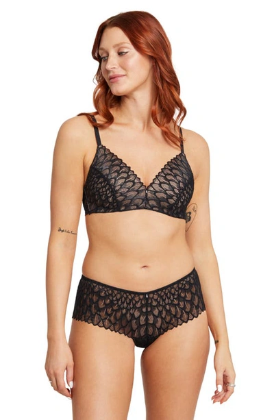 Shop Montelle Intimates Lacey Wire Free Bra In Black