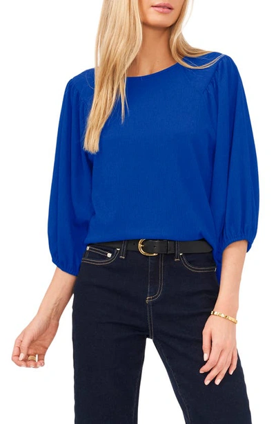 Shop Vince Camuto Crinkled Puff Three-quarter Sleeve Top In Cobalt