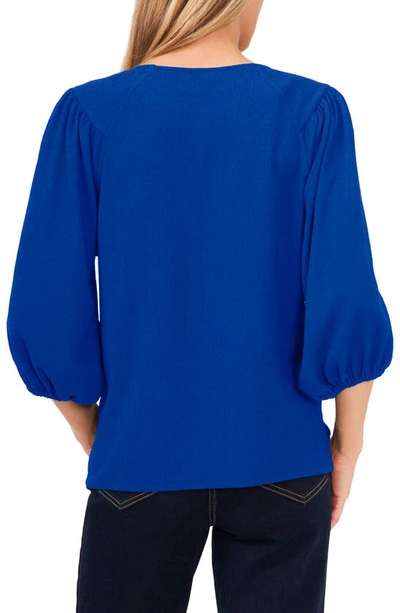 Shop Vince Camuto Crinkled Puff Three-quarter Sleeve Top In Cobalt