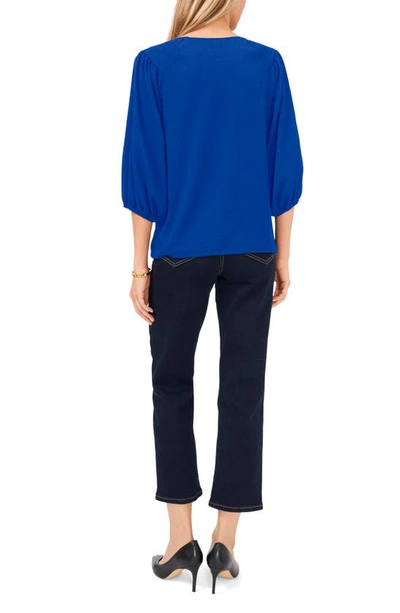 Shop Vince Camuto Crinkled Puff Three-quarter Sleeve Top In Cobalt