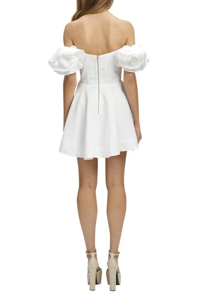 Shop Bardot Sigma Corset Off The Shoulder Linen Minidress In Orchid White