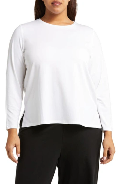Eileen Fisher Long Sleeve Organic Cotton Tee In White