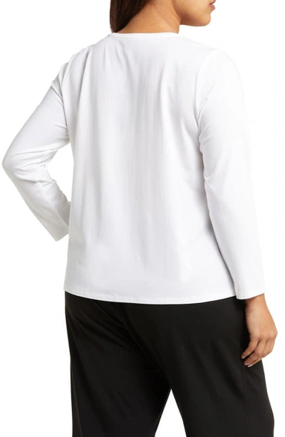 Eileen Fisher Long Sleeve Organic Cotton Tee In White