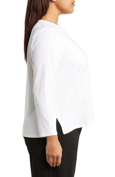 Eileen Fisher Long Sleeve Organic Cotton Tee In White