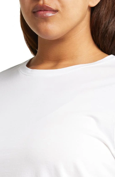 Shop Eileen Fisher Round Neck Organic Cotton Long Sleeve Top In White