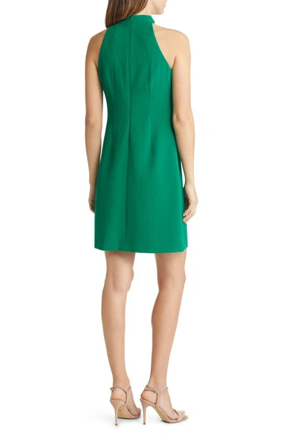 Shop Vince Camuto Tie Neck A-line Dress In Kelly Green