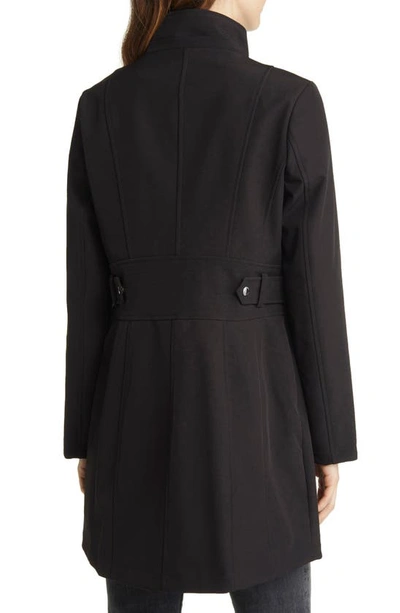 Via Spiga Cinch Waist Soft Shell Water Repellent Raincoat In Black