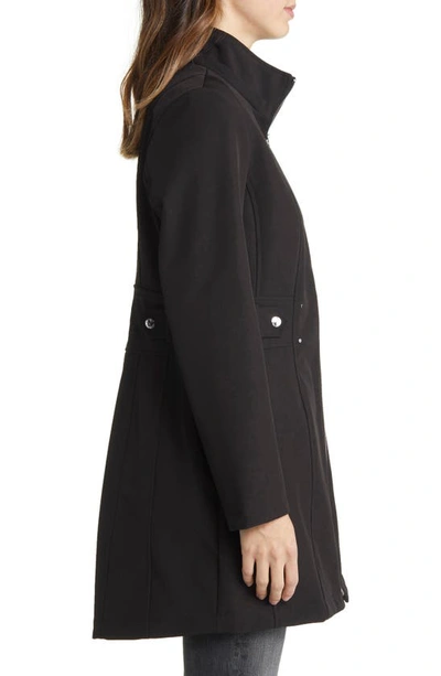 Via Spiga Cinch Waist Soft Shell Water Repellent Raincoat In Black