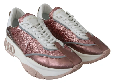 Jimmy Choo Pink Candyfloss Leather Raine Sneakers In Pink