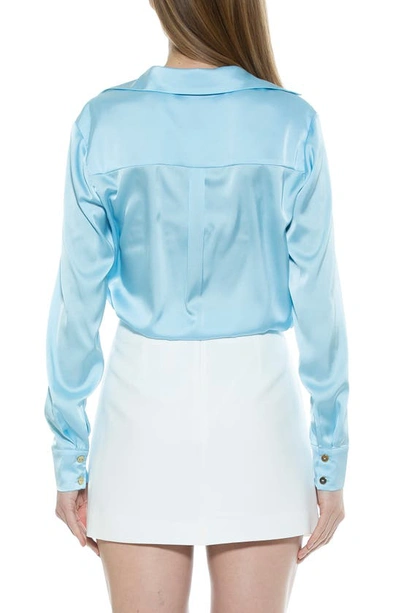 Shop Alexia Admor Long Sleeve Button-up Shirt In Halogen Blue